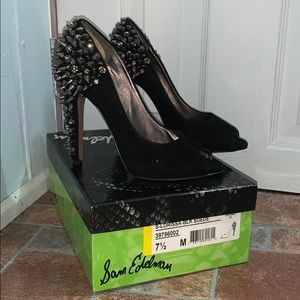 Sam Wdelman S-Lorissa Black Suede Heels
